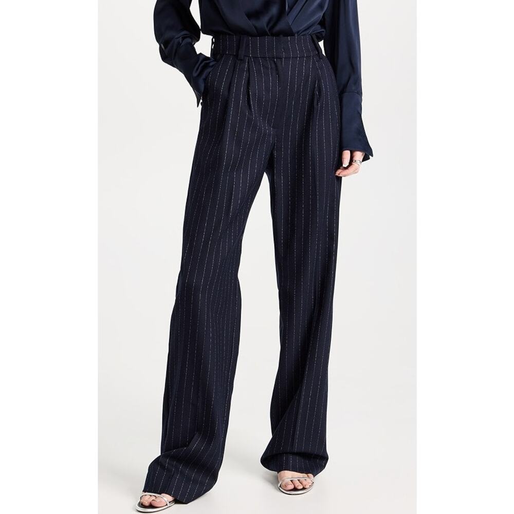Favorite Daughter The Favorite Pants Womens 14 Navy Pinstripe Twill Wide Leg